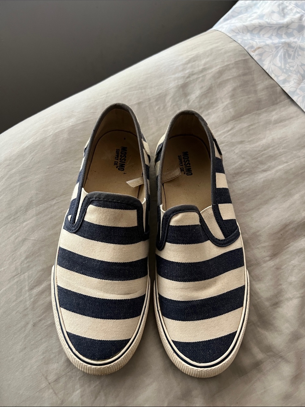 Mossimo Supply Co. Navy & Cream Striped Slip-On Sneakers